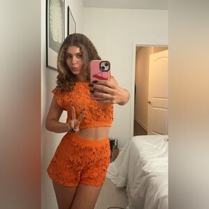 Zara Orange Crochet Set size small